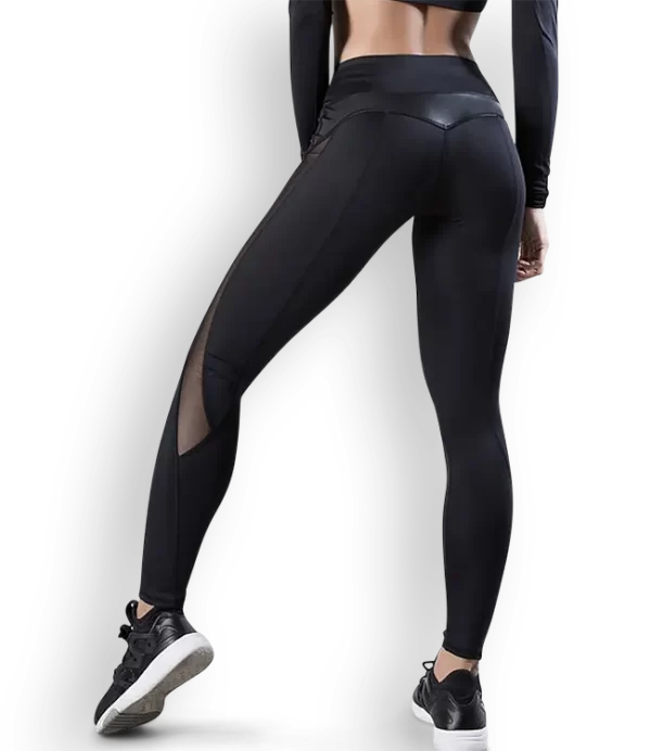 Aika.ro Aika.ro Colanti dama cu imitatie de piele si plasa negri