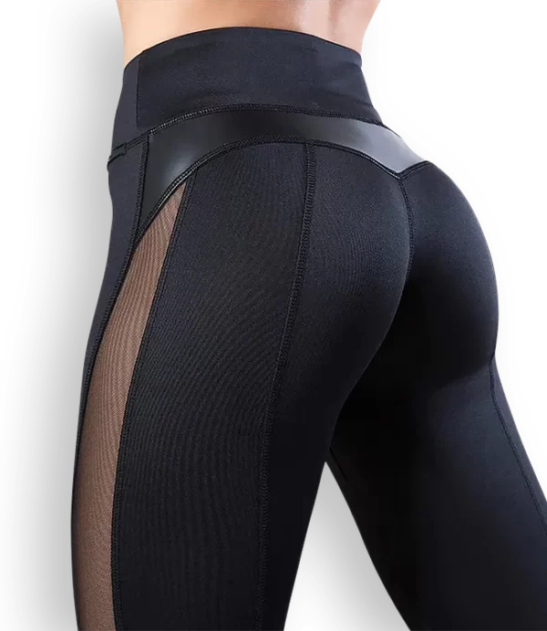 Aika.ro Aika.ro Colanti dama cu imitatie de piele si plasa negri